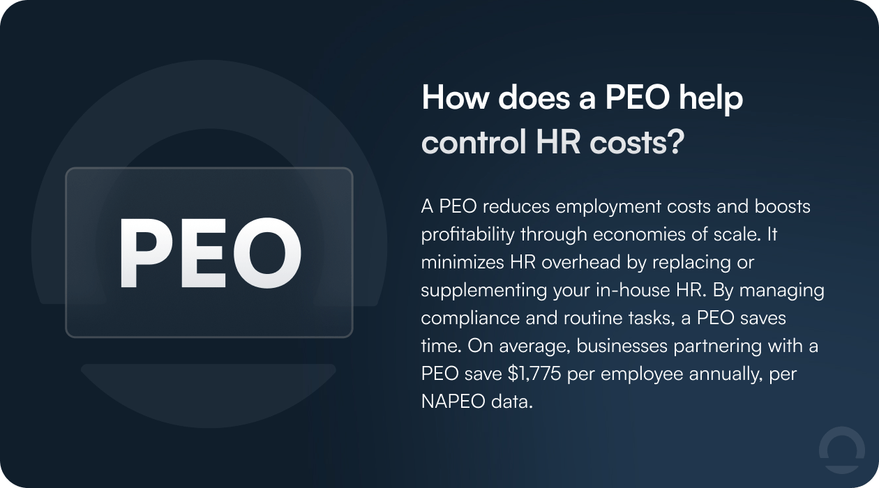 How does a PEO help control HR Costs